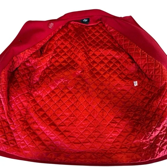 Vintage Woolrich Women’s Coat 100% Pure Wool Red Pea Coat Size M - Picture 5 of 10